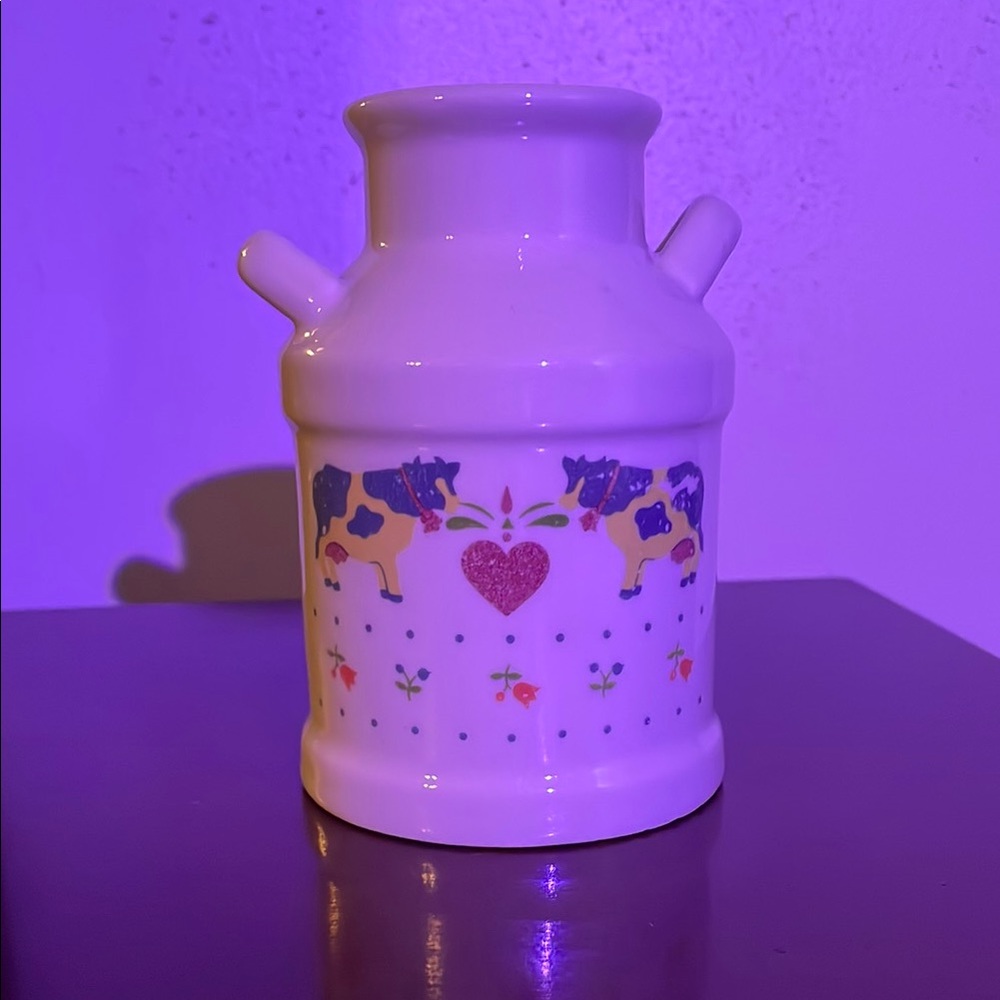 Ceramic Milk Jug with Cow and Heart Design